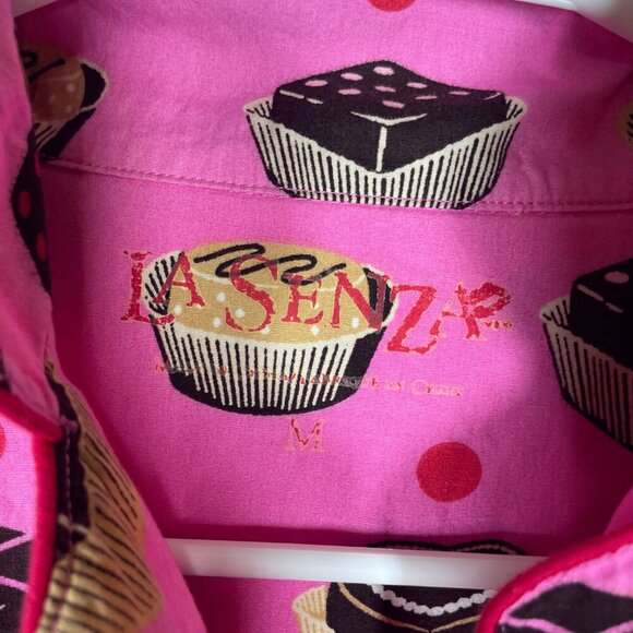 La Senza Pink Sweet Treat Print Button-up PJ Set Medium 100% Cotton! - Picture 2 of 7